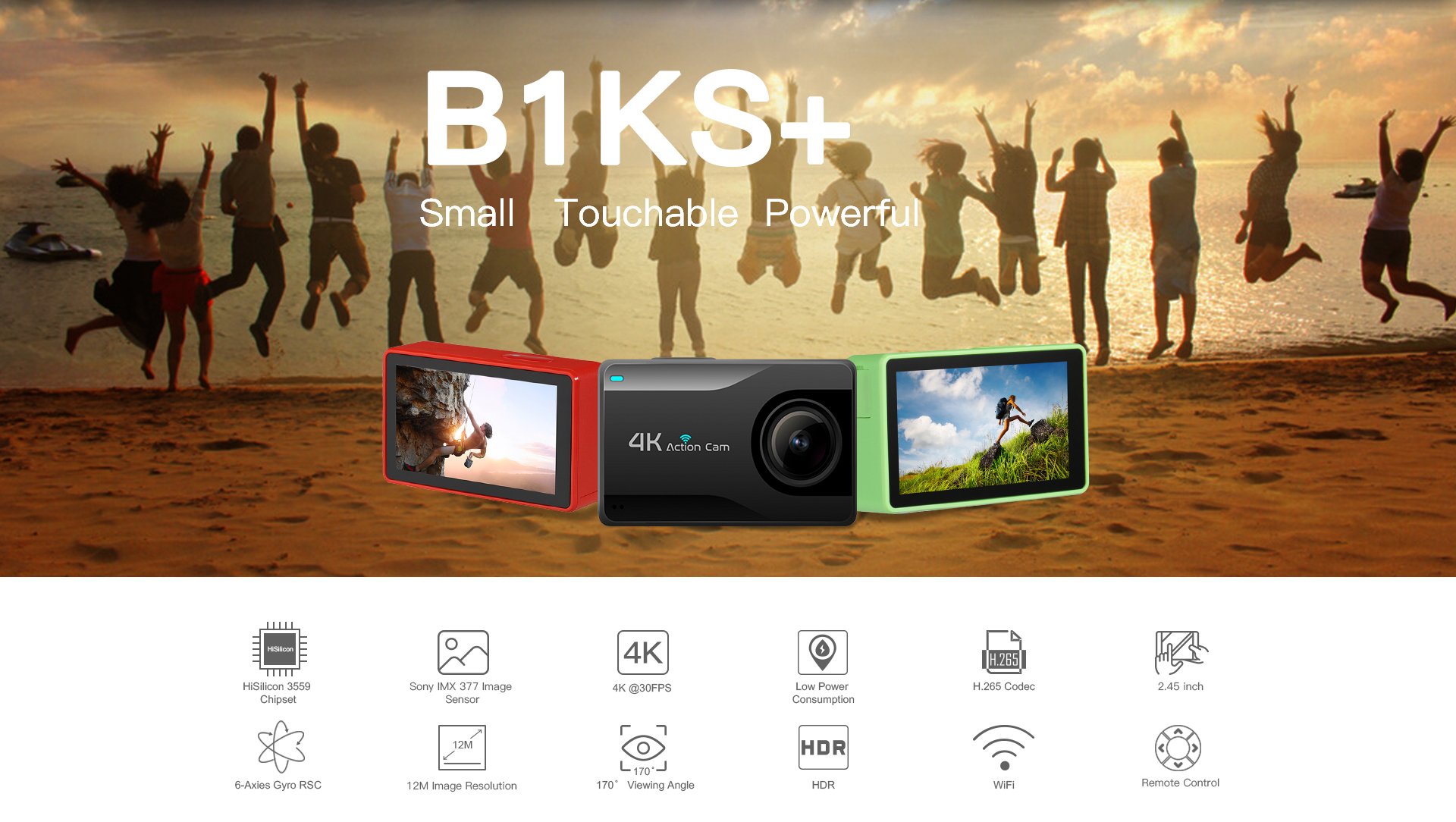 B1KS+ HiSilicion 4K Action Camera Small Touchable Powerful